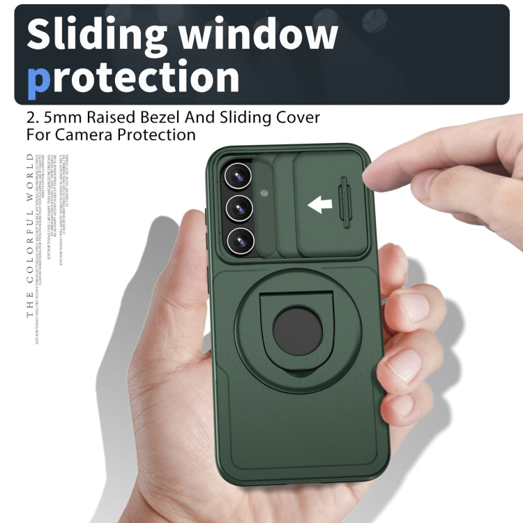 For Samsung Galaxy S22 5G Camshield MagSafe Ring Holder Armor Phone Case(Deep Green) - Galaxy S22 5G Cases by PMC TechLife | Online Shopping South Africa | PMC TechLife