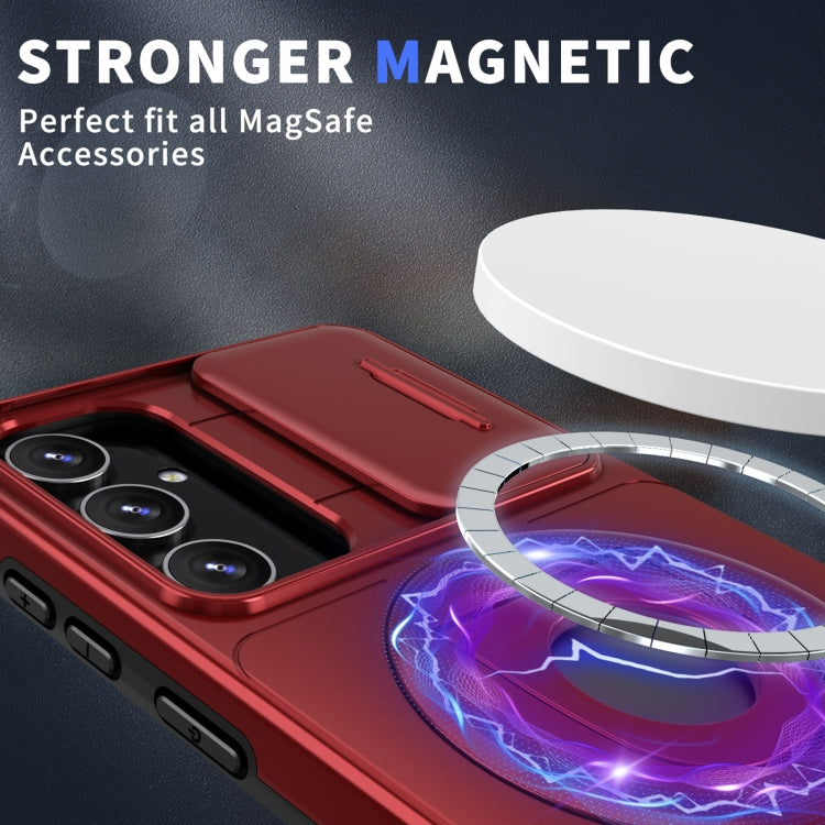 For Samsung Galaxy S22 5G Camshield MagSafe Ring Holder Armor Phone Case(Red) - Galaxy S22 5G Cases by PMC TechLife | Online Shopping South Africa | PMC TechLife