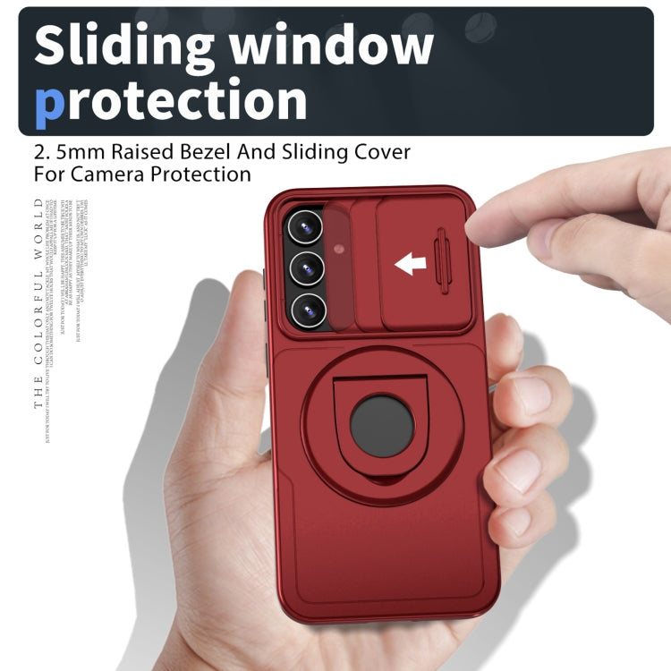 For Samsung Galaxy S22 5G Camshield MagSafe Ring Holder Armor Phone Case(Red) - Galaxy S22 5G Cases by PMC TechLife | Online Shopping South Africa | PMC TechLife