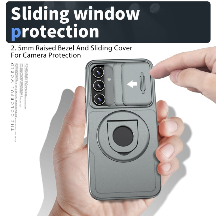 For Samsung Galaxy S22 5G Camshield MagSafe Ring Holder Armor Phone Case(Titanium Grey) - Galaxy S22 5G Cases by PMC TechLife | Online Shopping South Africa | PMC TechLife