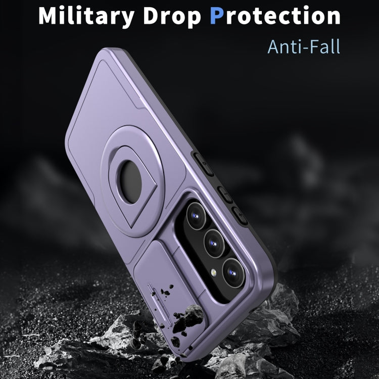 For Samsung Galaxy S22+ 5G Camshield MagSafe Ring Holder Armor Phone Case(Puple) - free shipping - PMC TechLife - Order now!