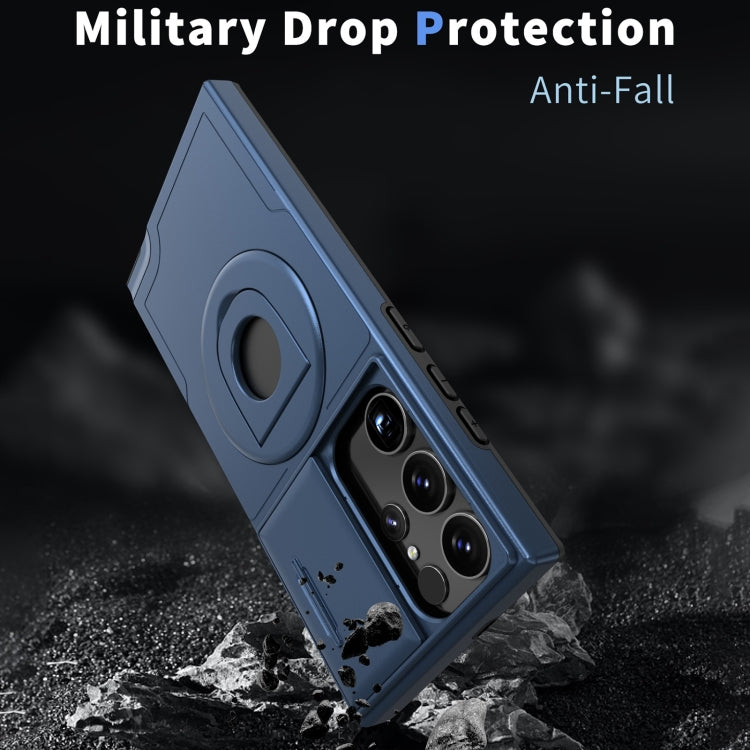 For Samsung Galaxy S22 Ultra 5G Camshield MagSafe Ring Holder Armor Phone Case(Blue) - free shipping - PMC TechLife - Order now!