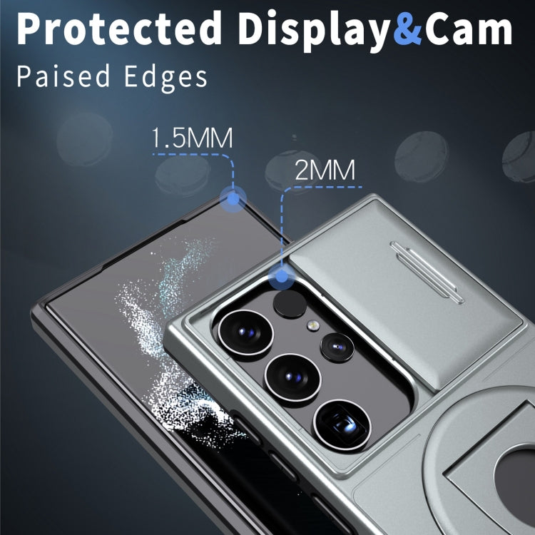 For Samsung Galaxy S22 Ultra 5G Camshield MagSafe Ring Holder Armor Phone Case(Titanium Grey) - free shipping - PMC TechLife - Order now!