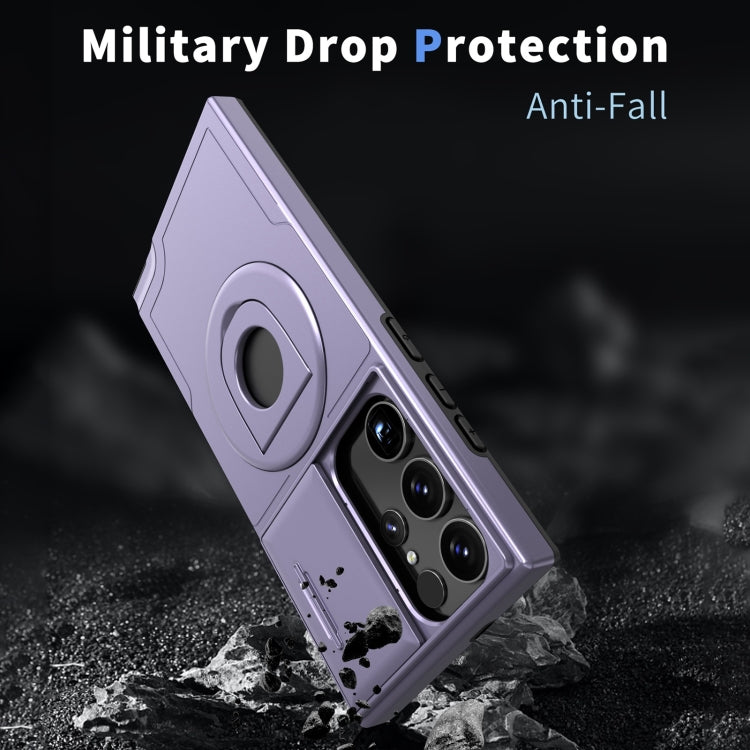 For Samsung Galaxy S22 Ultra 5G Camshield MagSafe Ring Holder Armor Phone Case(Puple) - Galaxy S22 Ultra 5G Cases by PMC TechLife | Online Shopping South Africa | PMC TechLife