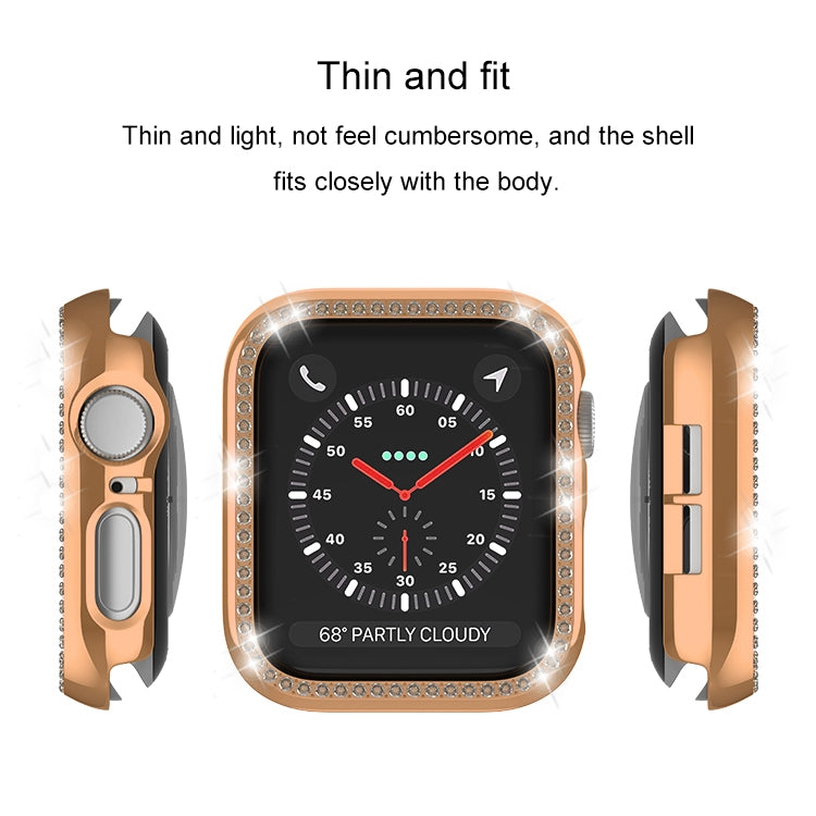 For Apple Watch Series 9 / 8 / 7 41mm Plating Row Diamond Hollow PC Watch Case(Rose Gold) - free shipping - PMC TechLife - Order now!