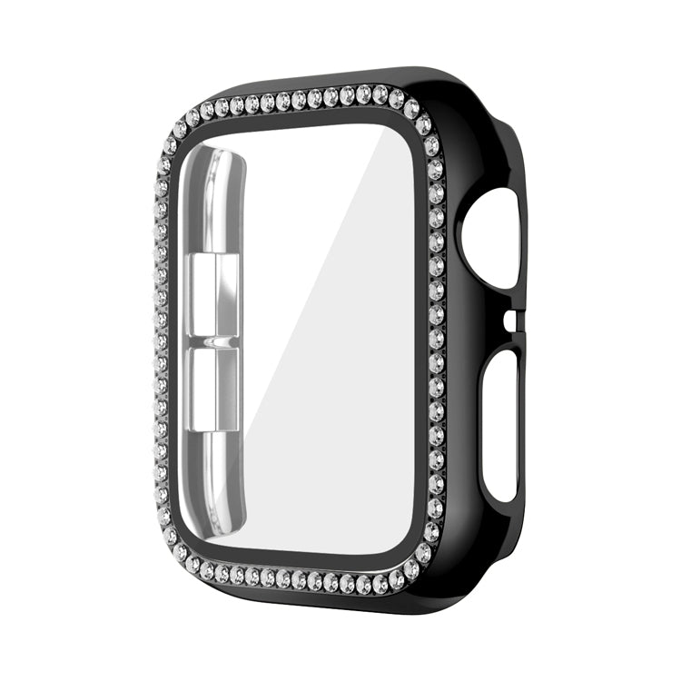 For Apple Watch Series 9 / 8 / 7 41mm Plating Row Diamond PC Watch Case with Film(Black) - Watch Cases by PMC TechLife | Online Shopping South Africa | PMC TechLife | Buy Now Pay Later Mobicred