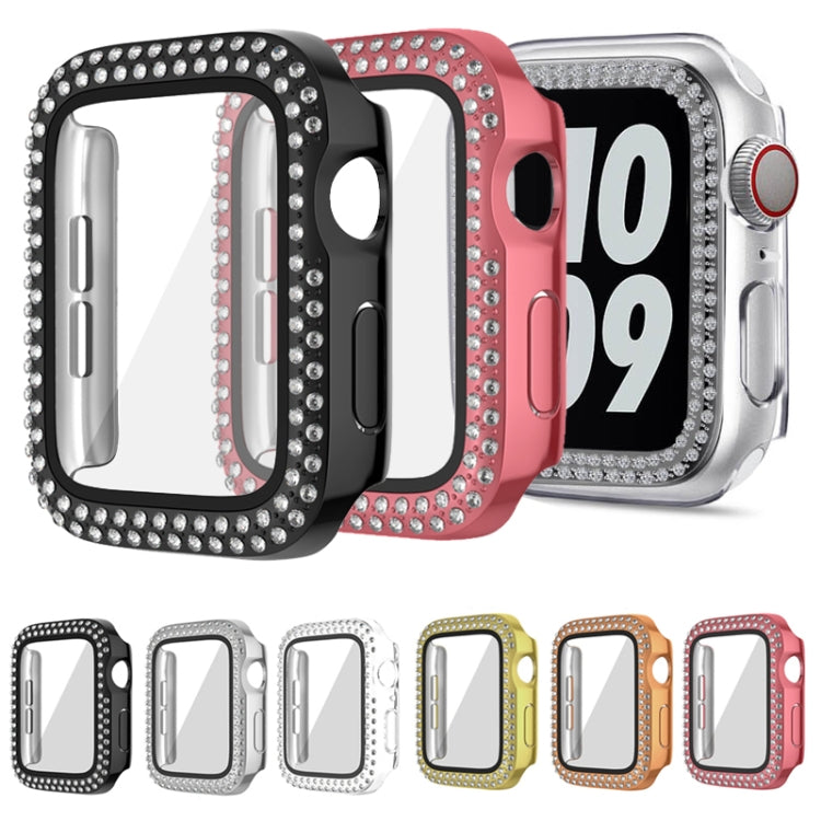 For Apple Watch Series 9 / 8 / 7 41mm Plating Dual-Row Diamond PC Watch Case with Film(Black) - free shipping - PMC TechLife - Order now!