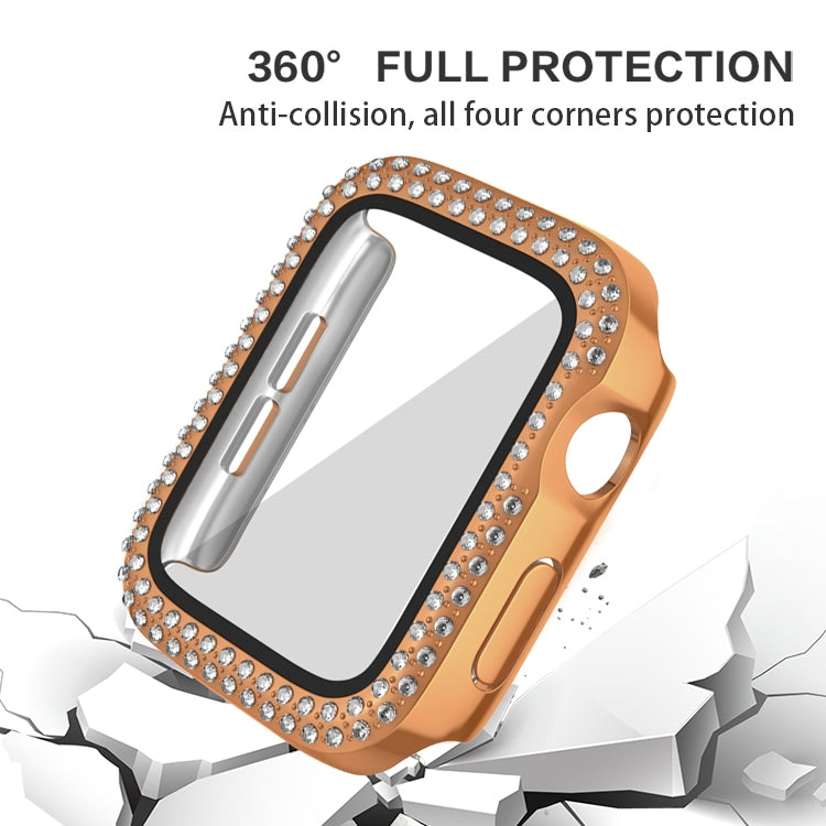 For Apple Watch Series 9 / 8 / 7 41mm Plating Dual-Row Diamond PC Watch Case with Film(Rose Gold) - free shipping - PMC TechLife - Order now!
