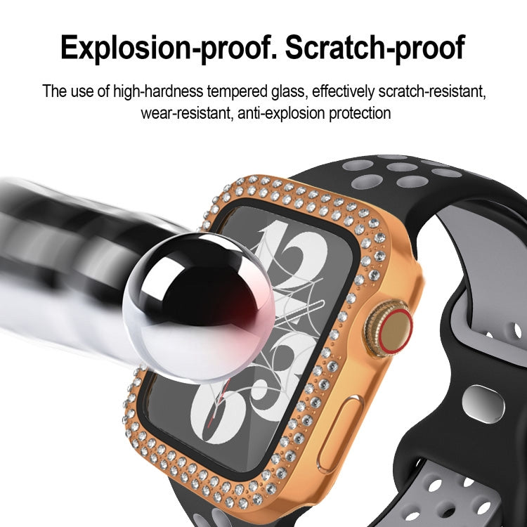 For Apple Watch Series 6 / 5 / 4 / SE 40mm Plating Dual-Row Diamond PC Watch Case with Film(Black) - Watch Cases by PMC TechLife | Online Shopping South Africa | PMC TechLife | Buy Now Pay Later Mobicred