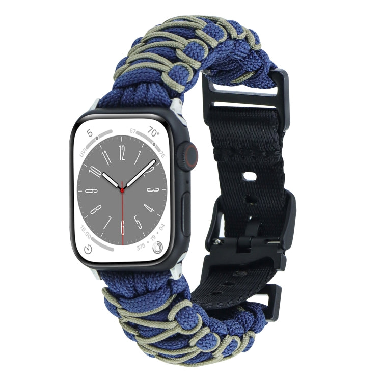 For Apple Watch SE 44mm Dual-layer Braided Paracord Buckle Watch Band(Navy Army Green) - free shipping - PMC TechLife - Order now!