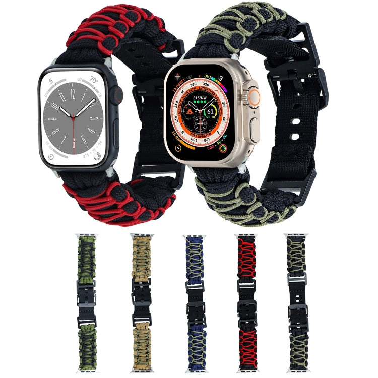 For Apple Watch Series 7 45mm Dual-layer Braided Paracord Buckle Watch Band(Black Red) - free shipping - PMC TechLife - Order now!