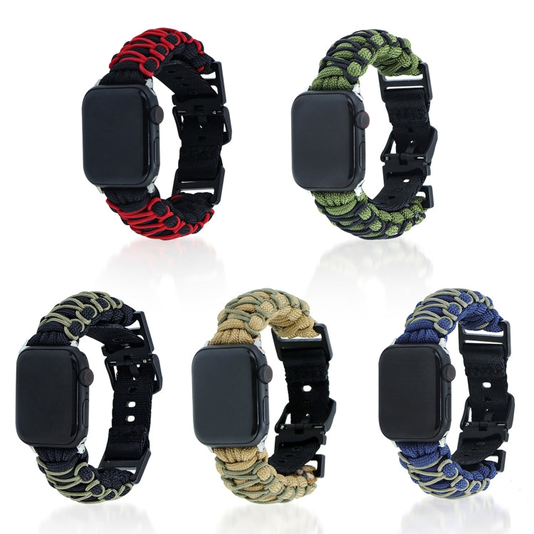 For Apple Watch SE 2023 40mm Dual-layer Braided Paracord Buckle Watch Band(Navy Army Green) - free shipping - PMC TechLife - Order now!