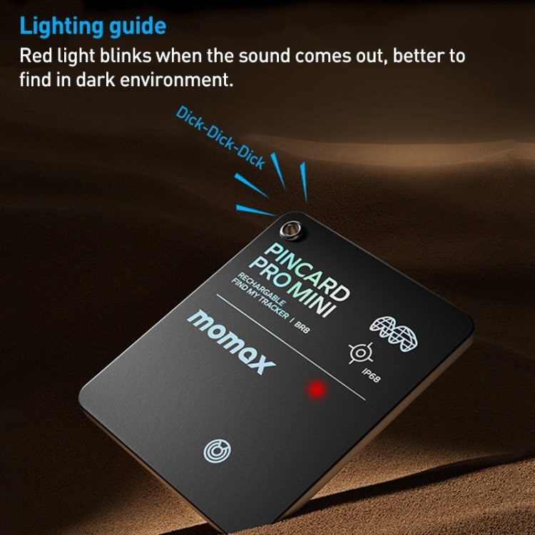 MOMAX PINCARD BR8 Card Wireless Charging Positioning Anti-lost Device(Black) - free shipping - PMC TechLife - Order now!