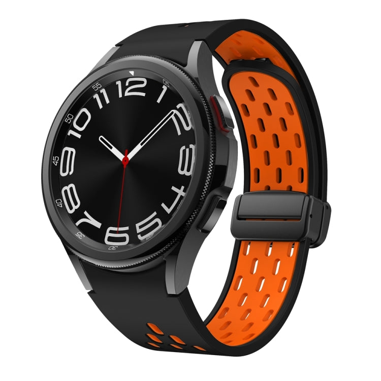 For Samsung Galaxy Watch 6 / 6 Classic Two Color Magnetic Folding Black Buckle Watch Band(Black Orange) - free shipping - PMC TechLife - Order now!