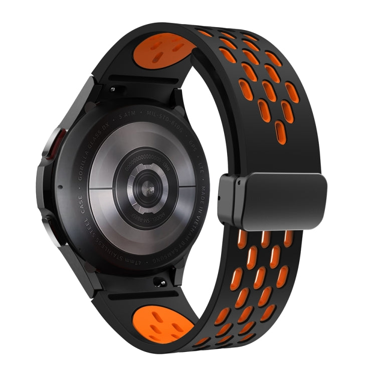 For Samsung Galaxy Watch 6 / 6 Classic Two Color Magnetic Folding Black Buckle Watch Band(Black Orange) - free shipping - PMC TechLife - Order now!