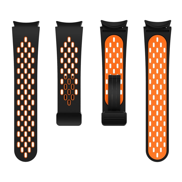 For Samsung Galaxy Watch 6 / 6 Classic Two Color Magnetic Folding Black Buckle Watch Band(Black Orange) - free shipping - PMC TechLife - Order now!