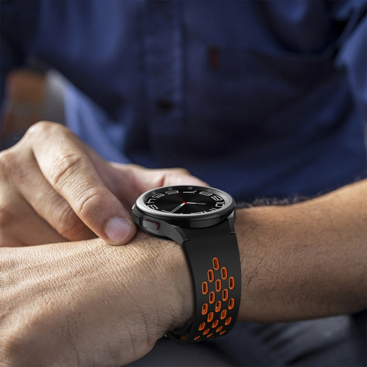 For Samsung Galaxy Watch 6 / 6 Classic Two Color Magnetic Folding Black Buckle Watch Band(Black Orange) - free shipping - PMC TechLife - Order now!