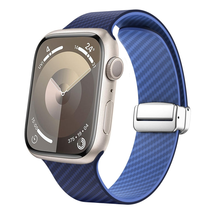 For Apple Watch Series 6 40mm Carbon Fiber Magnetic Silver Buckle Watch Band(Royal Blue Light Blue) - free shipping - PMC TechLife - Order now!
