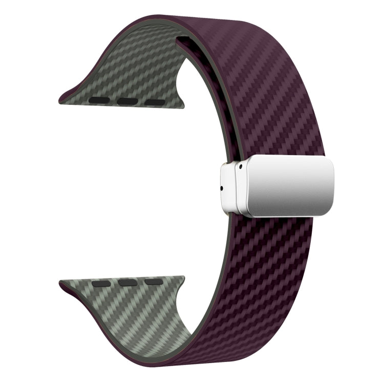 For Apple Watch Series 3 38mm Carbon Fiber Magnetic Silver Buckle Watch Band(Purple Green) - free shipping - PMC TechLife - Order now!