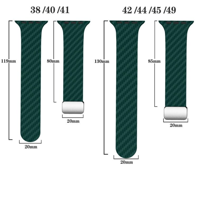 For Apple Watch Series 3 38mm Carbon Fiber Magnetic Silver Buckle Watch Band(Deep Green Orange) - free shipping - PMC TechLife - Order now!