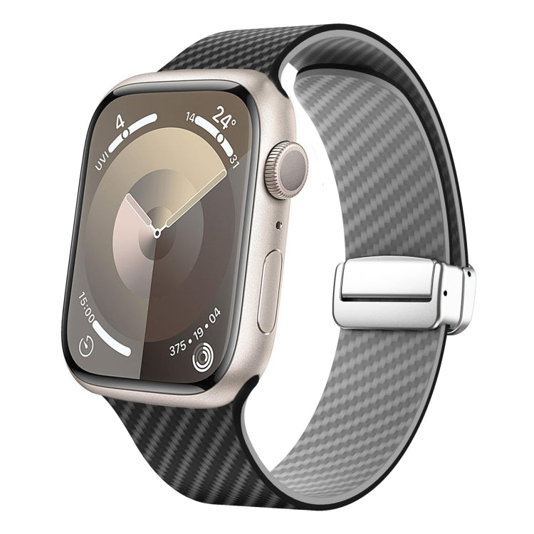 For Apple Watch Series 2 38mm Carbon Fiber Magnetic Silver Buckle Watch Band(Black Grey) - free shipping - PMC TechLife - Order now!
