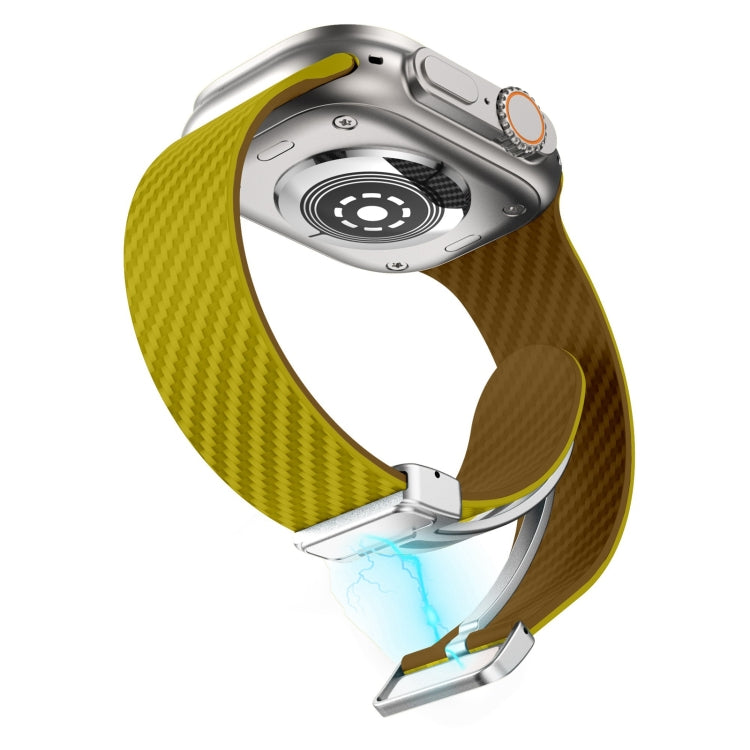 For Apple Watch 38mm Carbon Fiber Magnetic Silver Buckle Watch Band(Olive Brown) - free shipping - PMC TechLife - Order now!