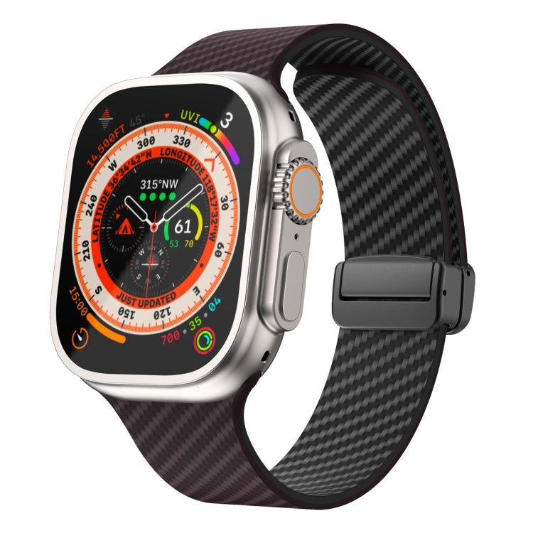 For Apple Watch Ultra 2 49mm Carbon Fiber Magnetic Black Buckle Watch Band(Dark Brown Black) - free shipping - PMC TechLife - Order now!