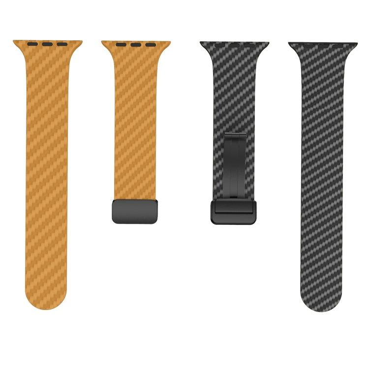 For Apple Watch Series 9 41mm Carbon Fiber Magnetic Black Buckle Watch Band(Light Brown Black) - free shipping - PMC TechLife - Order now!