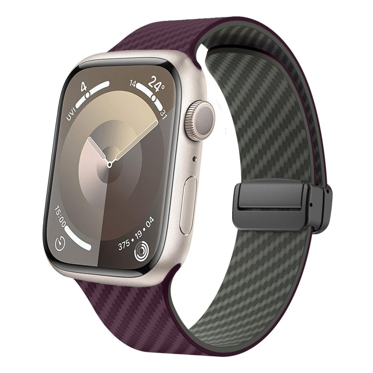 For Apple Watch Series 7 45mm Carbon Fiber Magnetic Black Buckle Watch Band(Purple Green) - free shipping - PMC TechLife - Order now!