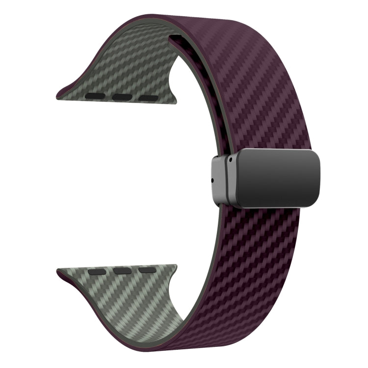 For Apple Watch Series 7 45mm Carbon Fiber Magnetic Black Buckle Watch Band(Purple Green) - free shipping - PMC TechLife - Order now!