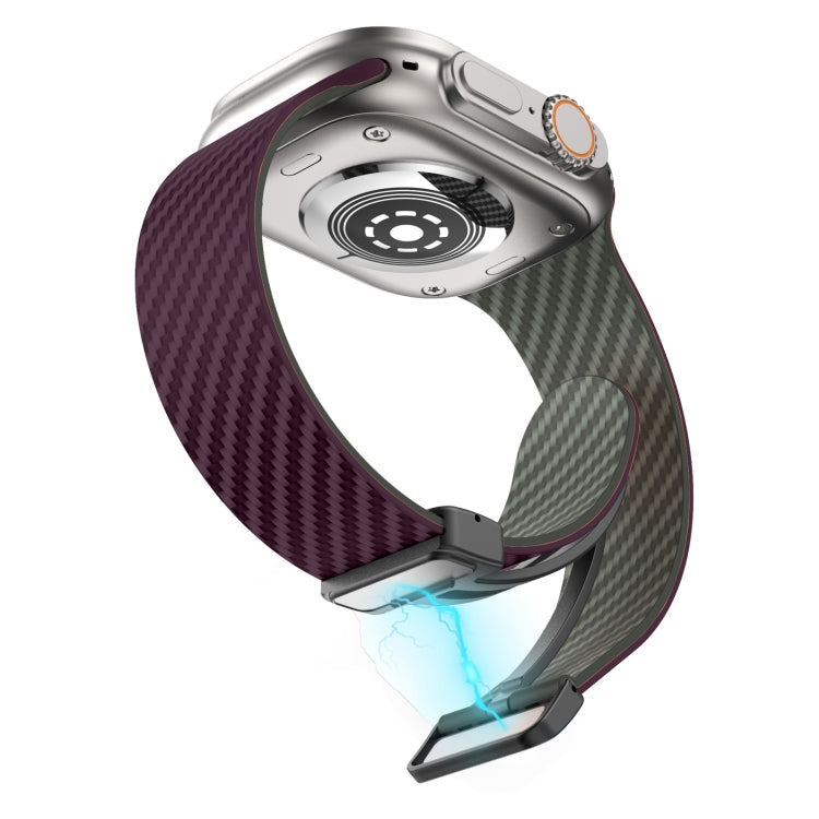 For Apple Watch Series 7 45mm Carbon Fiber Magnetic Black Buckle Watch Band(Purple Green) - free shipping - PMC TechLife - Order now!