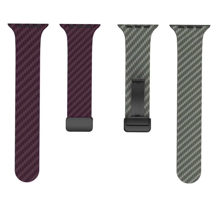 For Apple Watch Series 7 45mm Carbon Fiber Magnetic Black Buckle Watch Band(Purple Green) - free shipping - PMC TechLife - Order now!