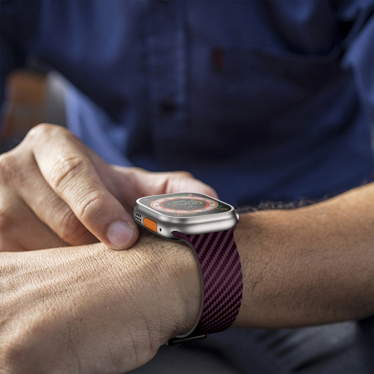 For Apple Watch Series 7 45mm Carbon Fiber Magnetic Black Buckle Watch Band(Purple Green) - free shipping - PMC TechLife - Order now!
