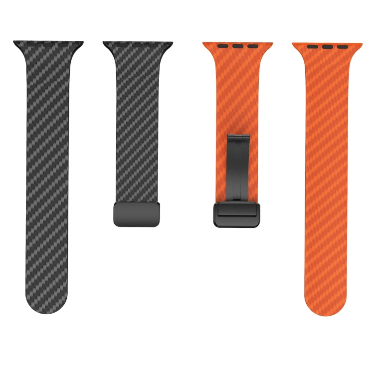 For Apple Watch SE 44mm Carbon Fiber Magnetic Black Buckle Watch Band(Black Orange) - free shipping - PMC TechLife - Order now!