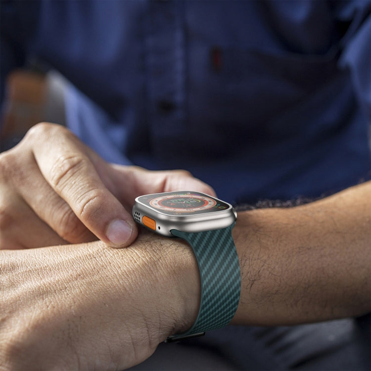 For Apple Watch Series 4 44mm Carbon Fiber Magnetic Black Buckle Watch Band(Deep Green Black) - free shipping - PMC TechLife - Order now!