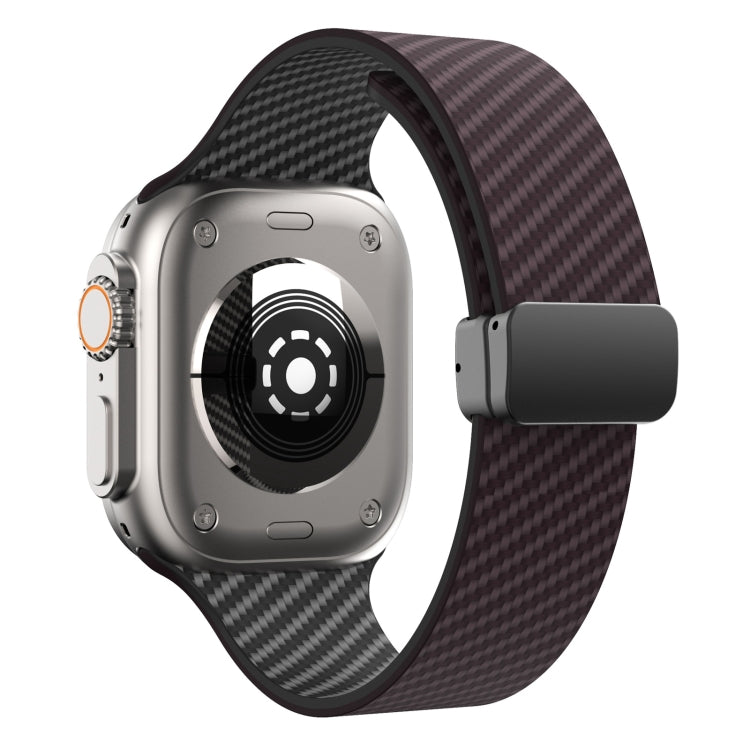 For Apple Watch Series 2 42mm Carbon Fiber Magnetic Black Buckle Watch Band(Dark Brown Black) - free shipping - PMC TechLife - Order now!