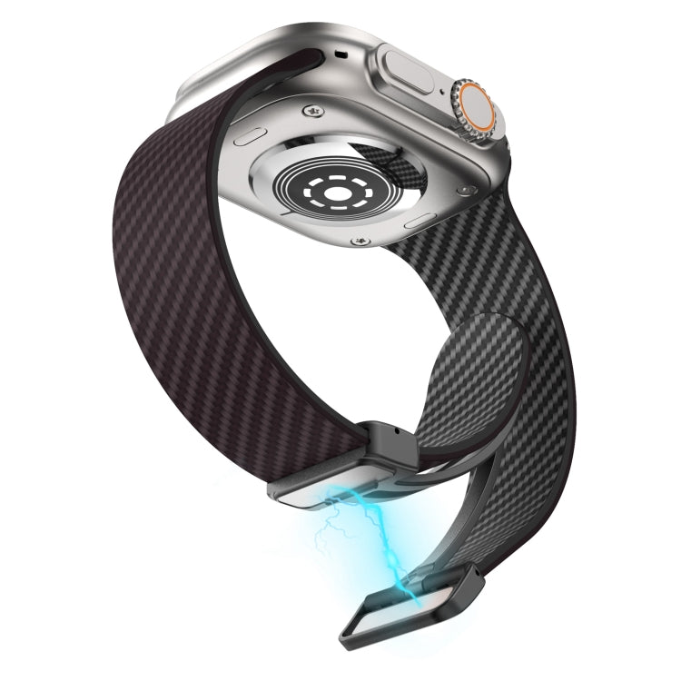 For Apple Watch Series 2 42mm Carbon Fiber Magnetic Black Buckle Watch Band(Dark Brown Black) - free shipping - PMC TechLife - Order now!
