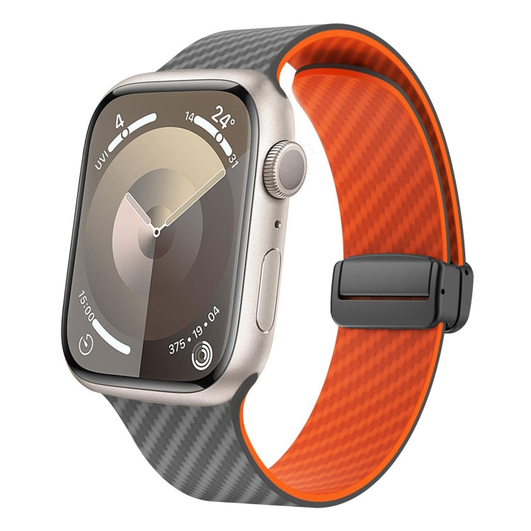 For Apple Watch 38mm Carbon Fiber Magnetic Black Buckle Watch Band(Spacy Grey Orange) - free shipping - PMC TechLife - Order now!