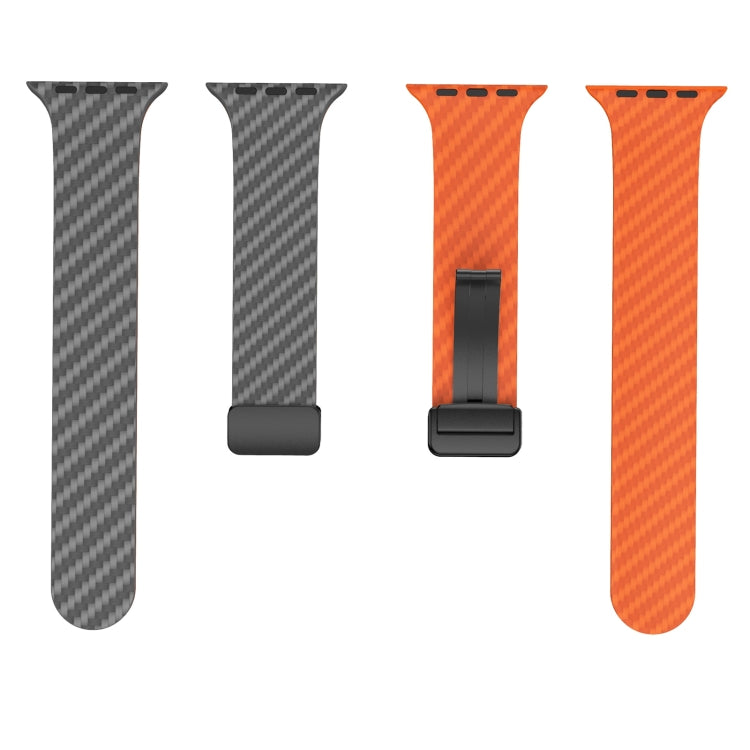 For Apple Watch 38mm Carbon Fiber Magnetic Black Buckle Watch Band(Spacy Grey Orange) - free shipping - PMC TechLife - Order now!
