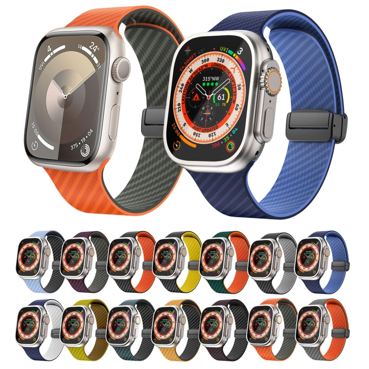 For Apple Watch 38mm Carbon Fiber Magnetic Black Buckle Watch Band(Spacy Grey Orange) - free shipping - PMC TechLife - Order now!
