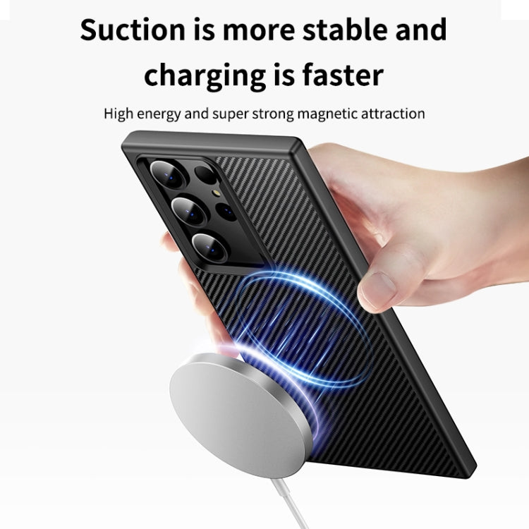 For Samsung Galaxy S23 Ultra 5G MagSafe Kevlar Fiber Shockproof Phone Case(Black) - Galaxy S23 Ultra 5G Cases by PMC TechLife | Online Shopping South Africa | PMC TechLife