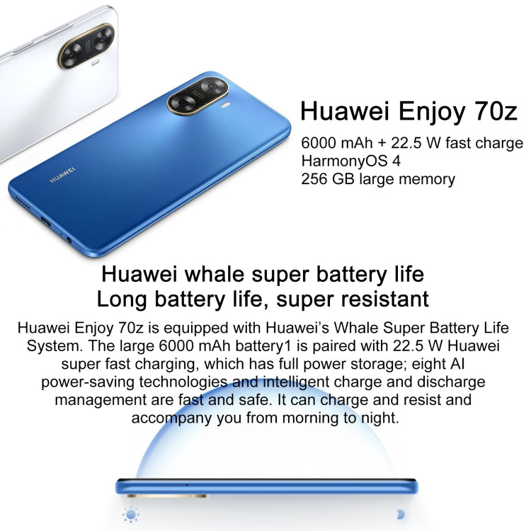 HUAWEI Enjoy 70z, 8GB+128GB, Side Fingerprint Identification, 6.75 inch HarmonyOS 4.0 Octa Core 2.4GHz, Network: 4G, Not Support Google Play(Black) - free shipping - PMC TechLife - Order now!