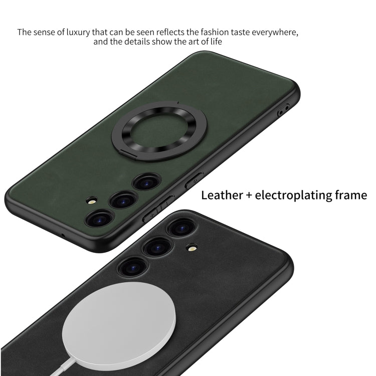 For Samsung Galaxy S24 5G GKK Skin Feel Frosted Leather MagSafe Magnetic Phone Case with Holder(Black) - Galaxy S24 5G Cases by GKK | Online Shopping South Africa | PMC TechLife | Buy Now Pay Later Mobicred