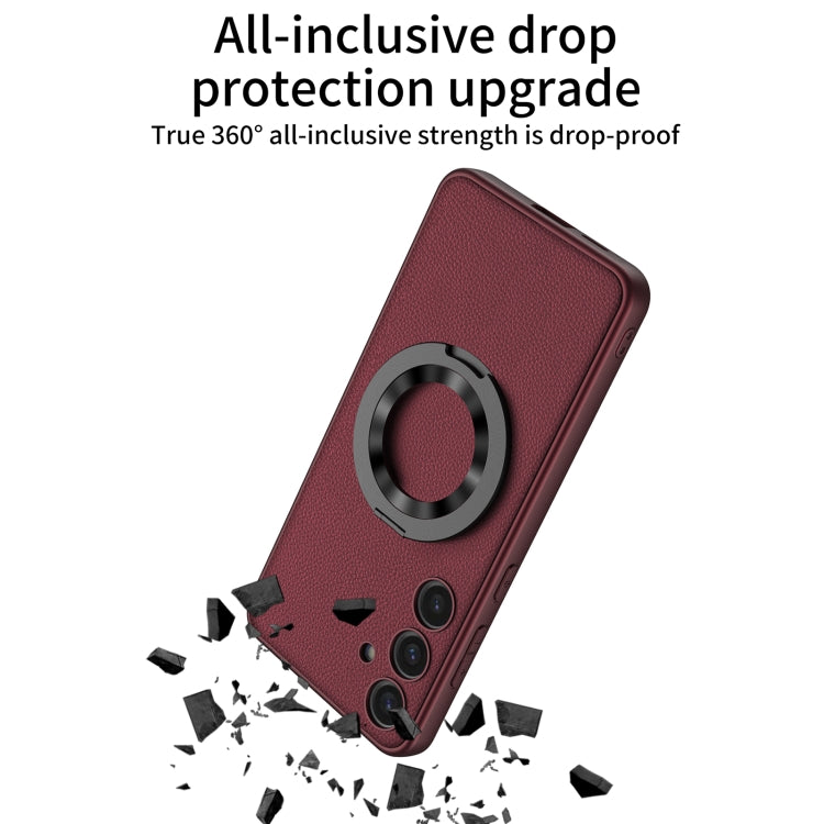 For Samsung Galaxy S24 5G GKK Skin Feel Leather MagSafe Magnetic Phone Case with Holder(Red) - Galaxy S24 5G Cases by GKK | Online Shopping South Africa | PMC TechLife | Buy Now Pay Later Mobicred