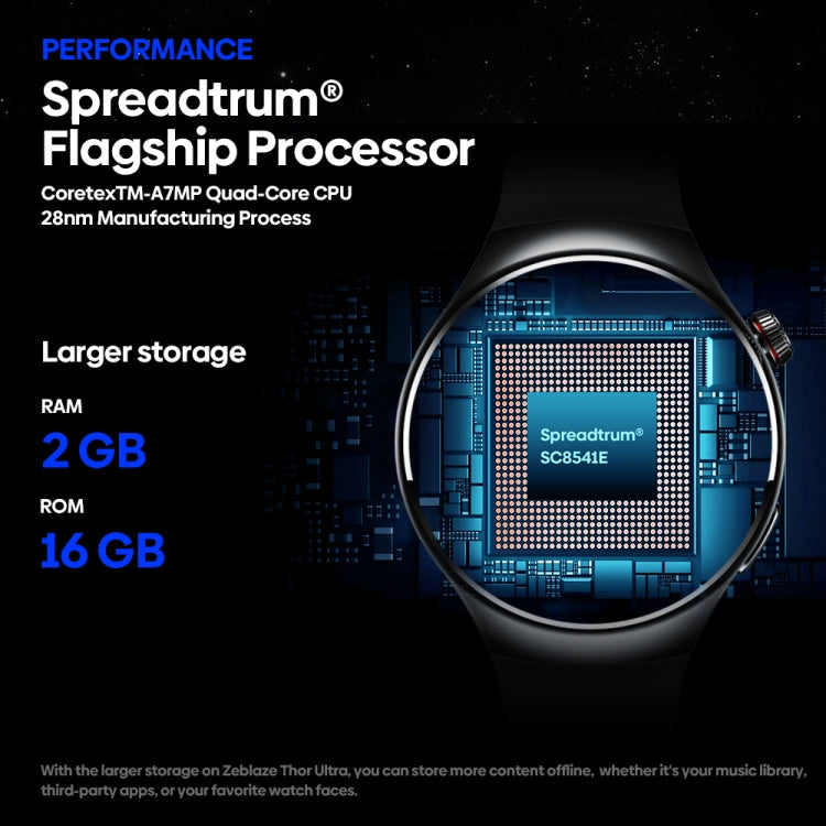 Zeblaze Thor Ultra 1.43 inch AMOLED Screen Android Smart Watch, Silicone Strap(Black) - free shipping - PMC TechLife - Order now!