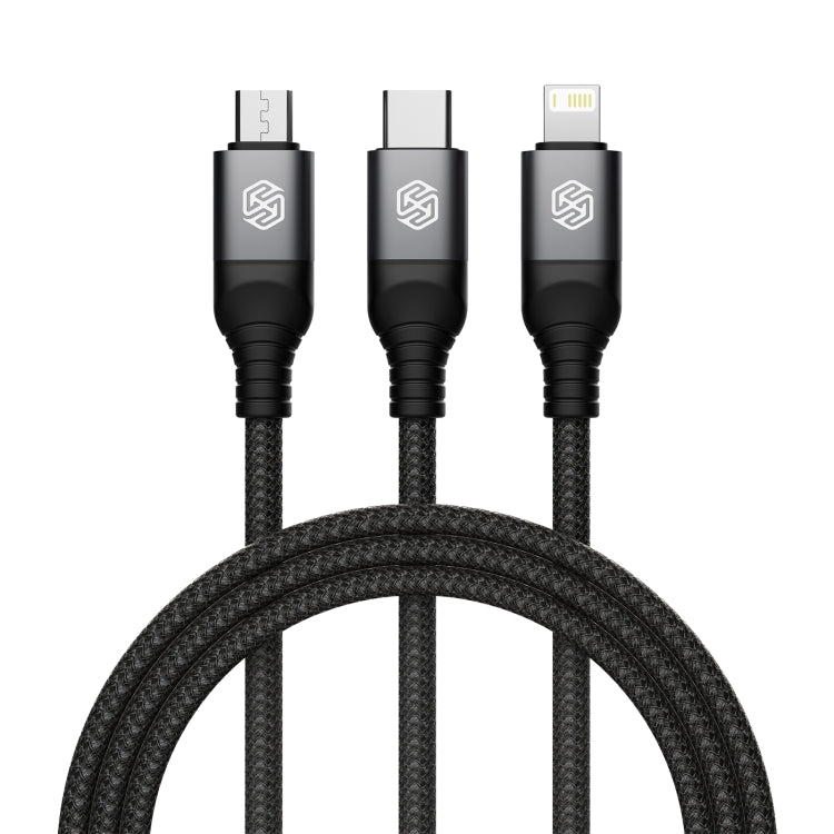 Nillkin Swift Pro 1m 3 in 1 USB to 8 Pin + Type-C + Micro USB Fast Charging Cable(Black) - Multifunction Cable by NILLKIN | Online Shopping South Africa | PMC TechLife