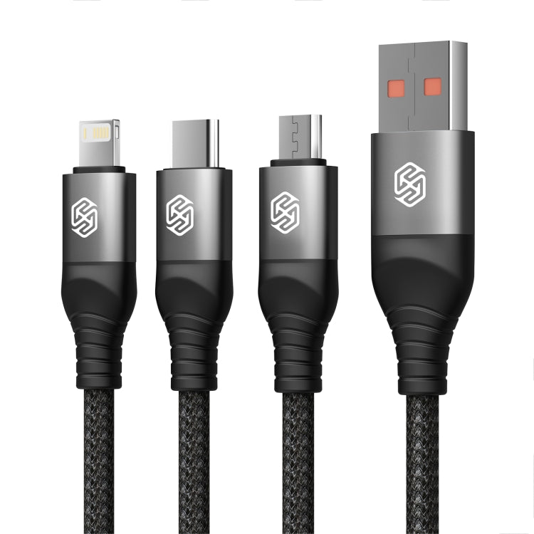 Nillkin Swift Pro 1m 3 in 1 USB to 8 Pin + Type-C + Micro USB Fast Charging Cable(Black) - Multifunction Cable by NILLKIN | Online Shopping South Africa | PMC TechLife