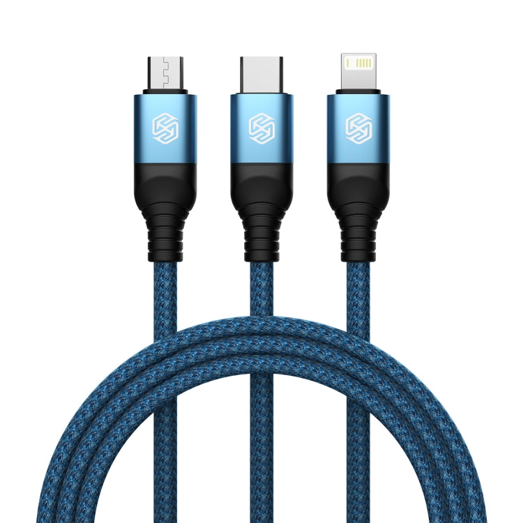 Nillkin Swift Pro 1m 3 in 1 USB to 8 Pin + Type-C + Micro USB Fast Charging Cable(Blue) - Multifunction Cable by NILLKIN | Online Shopping South Africa | PMC TechLife