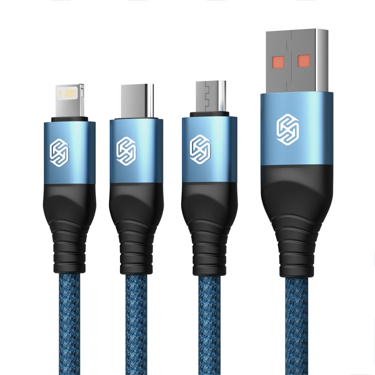 Nillkin Swift Pro 1m 3 in 1 USB to 8 Pin + Type-C + Micro USB Fast Charging Cable(Blue) - Multifunction Cable by NILLKIN | Online Shopping South Africa | PMC TechLife