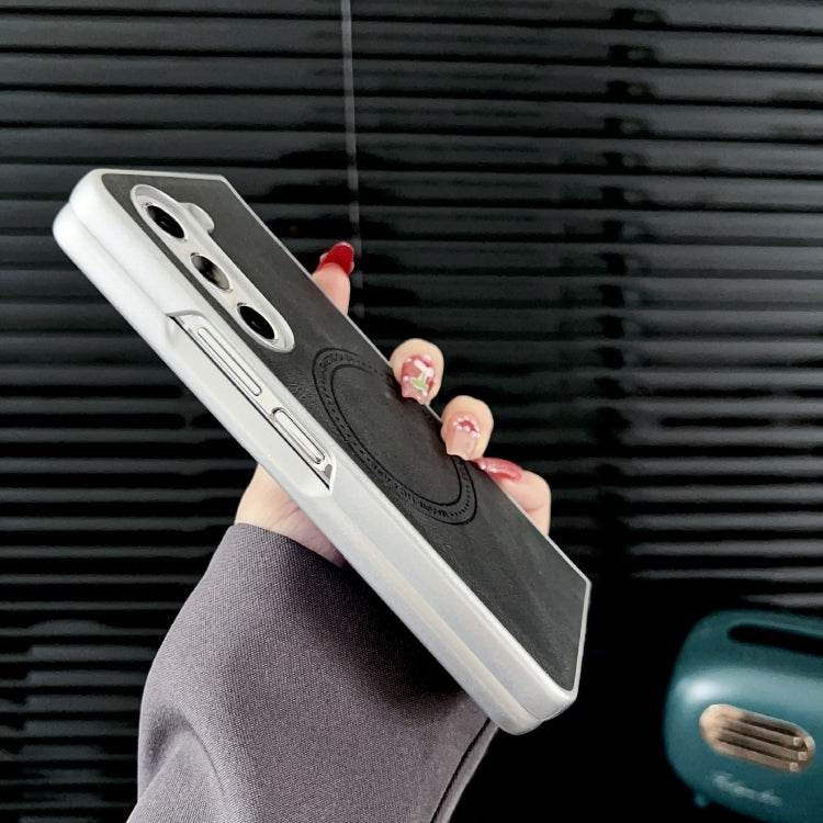 For Samsung Galaxy Z Fold5 Skin Feel Leather Texture MagSafe Pearlescent Paint Shockproof Phone Case(Purple) - Galaxy Z Fold5 Cases by PMC TechLife | Online Shopping South Africa | PMC TechLife